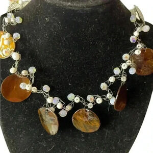 Freshwater Pearls, White Beads & Seashells on this beautiful Wrap Necklace